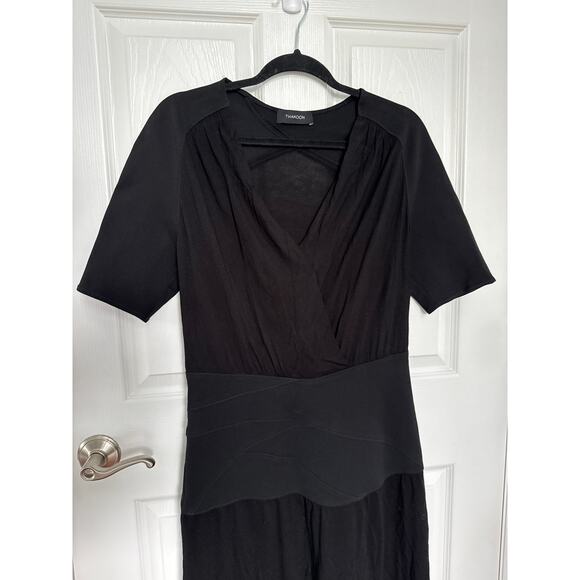 THAKOON black bandage short sleeved midi V neck dress 10 - Picture 10 of 16